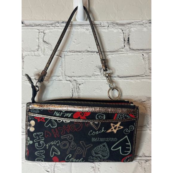 Coach Poppy Black and Silver Wristlet - Picture 2 of 4